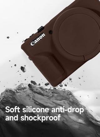 غطاء واقي ناعم ممتاز من السيليكون الناعم مع غطاء عدسة قابل للإزالة لكاميرا كانون باورشوت G7X Mark III الرقمية - حماية قابلة للغسل وخفيفة الوزن وأنيقة (بني) - view 4