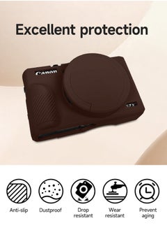 Tersely Premium Soft Silicone Protective Case with Removable Lens Cover for Canon Powershot G7X Mark III Digital Camera - Washable, Lightweight, and Stylish Protection (Brown)  - Image 3