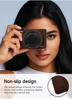 Tersely Premium Soft Silicone Protective Case with Removable Lens Cover for Canon Powershot G7X Mark III Digital Camera - Washable, Lightweight, and Stylish Protection (Brown)  - Image 5