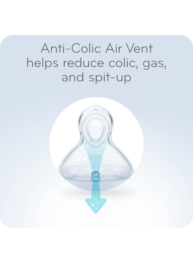 NUK Smooth Flow Anti Colic Baby Bottle, 10 oz, 4 Pack, Blue Elephant - Image 2