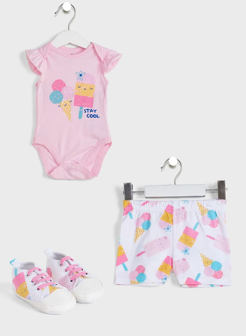 lily and jack Infant Stay Cool Bodysuit & Shorts Set With Sneakers
