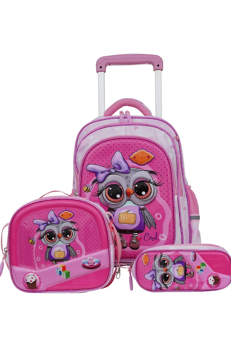 Parajohn Para John KiddyGo 3-in-1 Kids Trolley School Bag Set – 16 Inch Rolling Backpack with Lunch Bag & Pencil Case | Cartoon Design | Lightweight & Durable