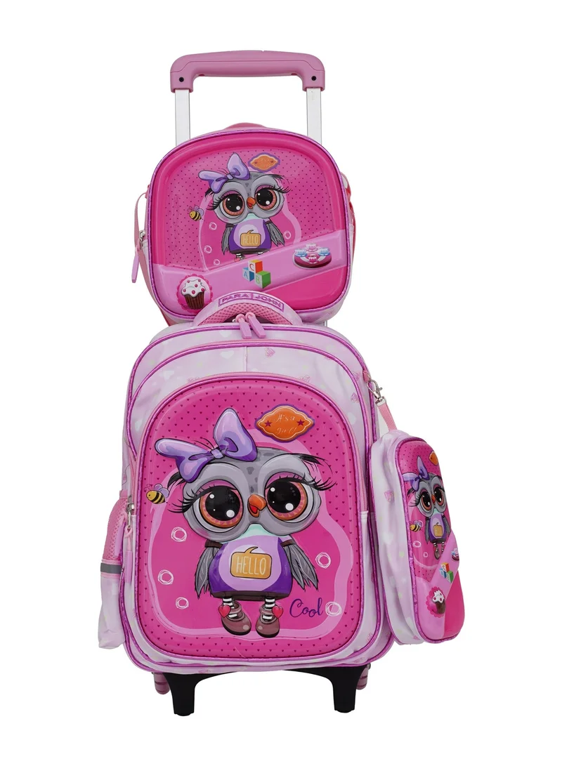 Parajohn Para John KiddyGo 3-in-1 Kids Trolley School Bag Set – 16 Inch Rolling Backpack with Lunch Bag & Pencil Case | Cartoon Design | Lightweight & Durable