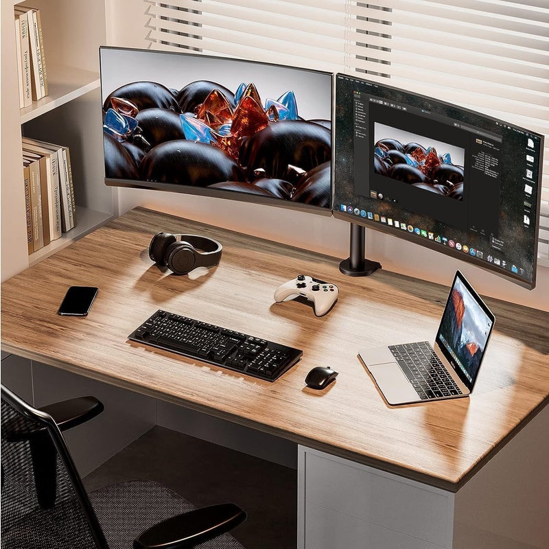 ErGear Dual Monitor Stand for 13 to 32 Inch Screens, Dual Monitor Arm Mount Ergonomic Viewing Angle, Adjustable Tilt ±45°/ Swivel 180°/ Rotate 360°/ VESA 75/100mm - Image 2