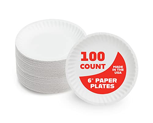 Hygloss Products Paper Plates - Uncoated White Plate - Use for Foodware, Events, Activities, Crafts Projects and More - Environmentally Friendly - Recyclable and Disposable - 6-Inches - 100 Pack - Image 1