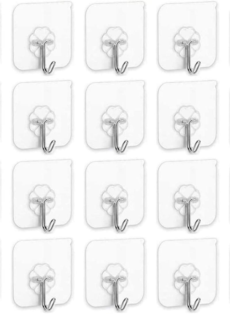 12 PCS high-quality Self Adhesive Hooks,Heavy Duty Hold 30KG Sticky Hooks, Towel Hooks Waterproof Shower Wall Hooks,robe hanger Home Kitchen bathroom  - Image 1