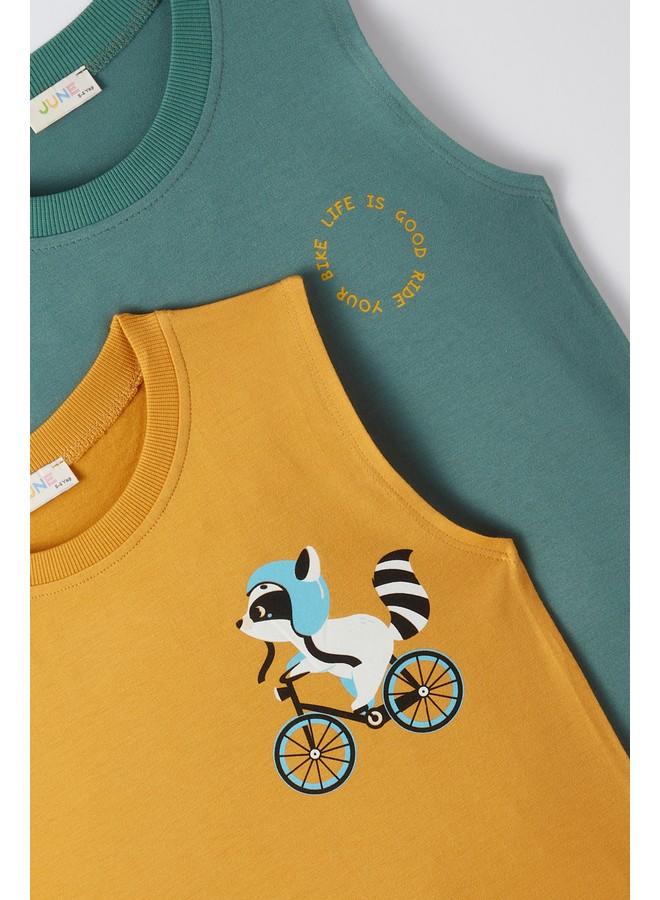 JUNE June Boy 2-Pack Tank Top Mustard - Dark Green - Image 3