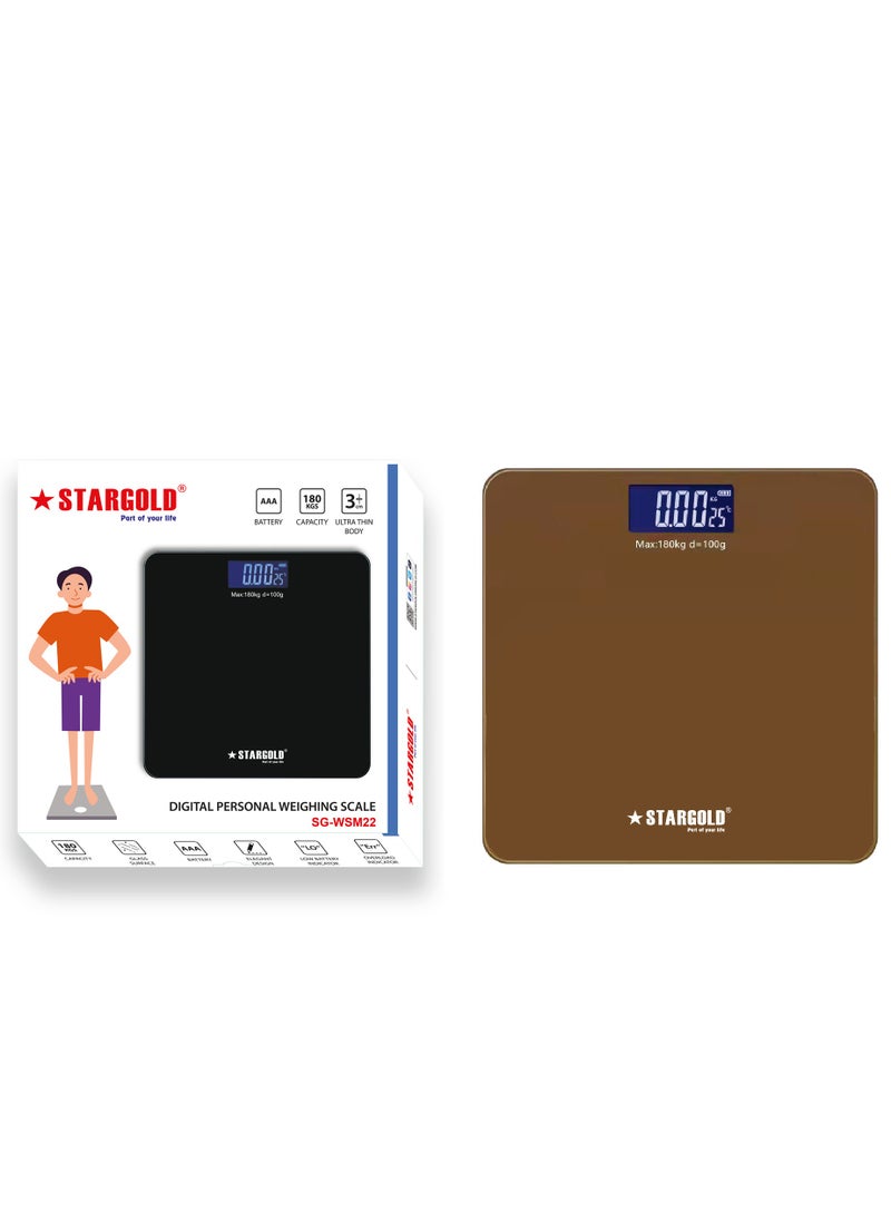 Digital Personal Weighing Scale, 180 KG Capacity, 6mm Tempered Glass, High Precision Sensors, Ultra Thin Design