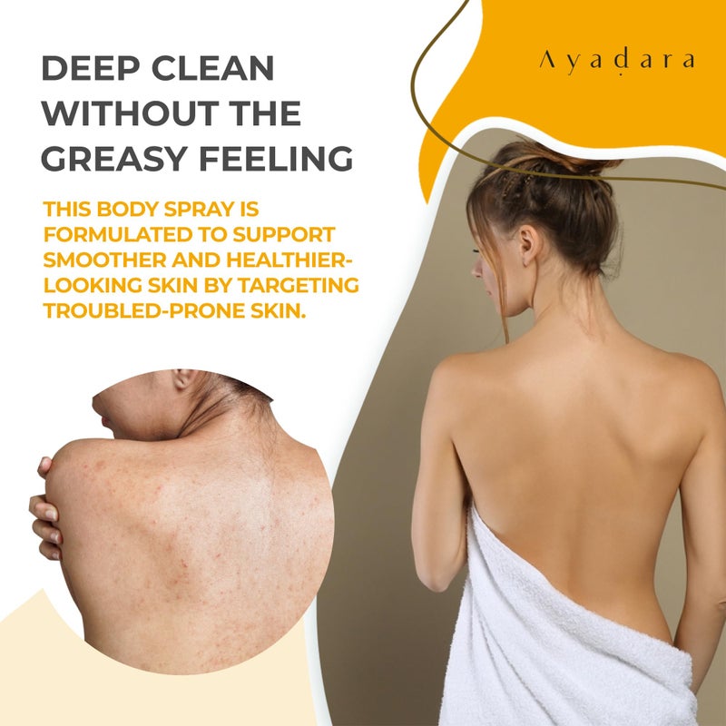 AYADARA Acne Body Spray, 8 fl oz, Cystic Back Acne Spray with Salicylic Acid, Tea Tree Chest, Butt, and Body Acne Spray for Hormonal Breakouts, Bacne Spray for Teens and Adults, 2000 Sprays - Image 2