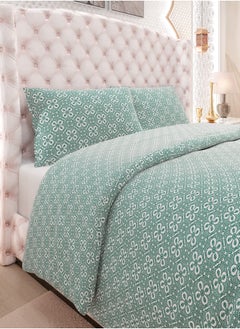 Color Sense Color Sense Print 1 Comforter + 2 Pillow Cases Super King Cotton Green 260x240cm  - Image 3