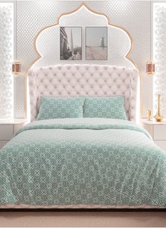 Color Sense Color Sense Print 1 Comforter + 2 Pillow Cases Super King Cotton Green 260x240cm  - Image 4
