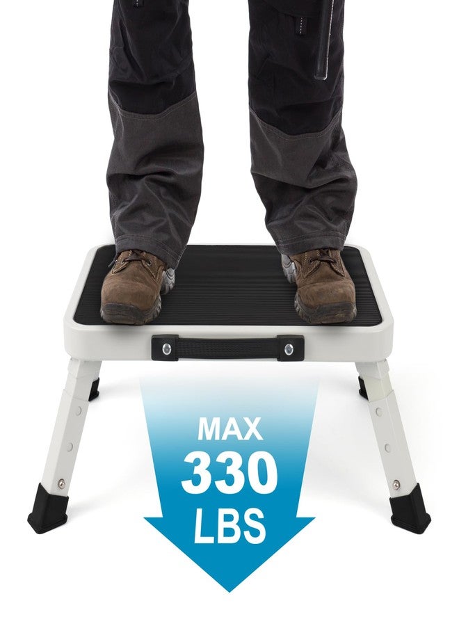 Valeo Folding Step Stool, Adjustable Step Stool with Non-Slip Platform, 330 Lbs Capacity, Step Ladder for Adults or Kids in Kitchen, Bathroom, RV, Camping, Office, White - Image 2