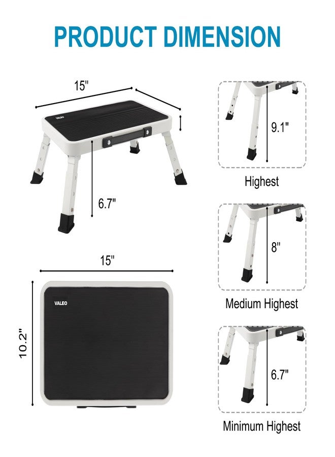 Valeo Folding Step Stool, Adjustable Step Stool with Non-Slip Platform, 330 Lbs Capacity, Step Ladder for Adults or Kids in Kitchen, Bathroom, RV, Camping, Office, White - Image 3