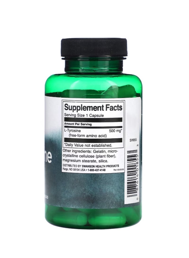 SWANSON L-Tyrosine 500 mg 100 Capsules  - Image 2