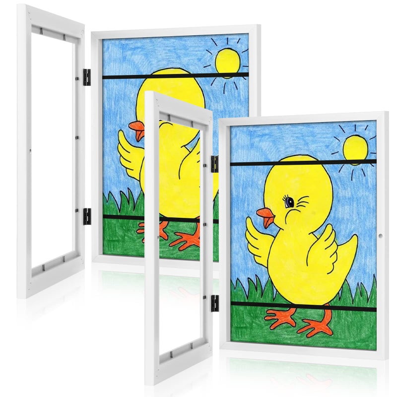 GULETHUN [2-Pack] Kids Art Frames, 8.5x11 Front Opening Kids Artwork Frames Changeable, White Artwork Display Storage Frame for Wall, Holds 50 Pcs, for 3D Picture, Crafts, Hanging Art, Portfolio - Image 1