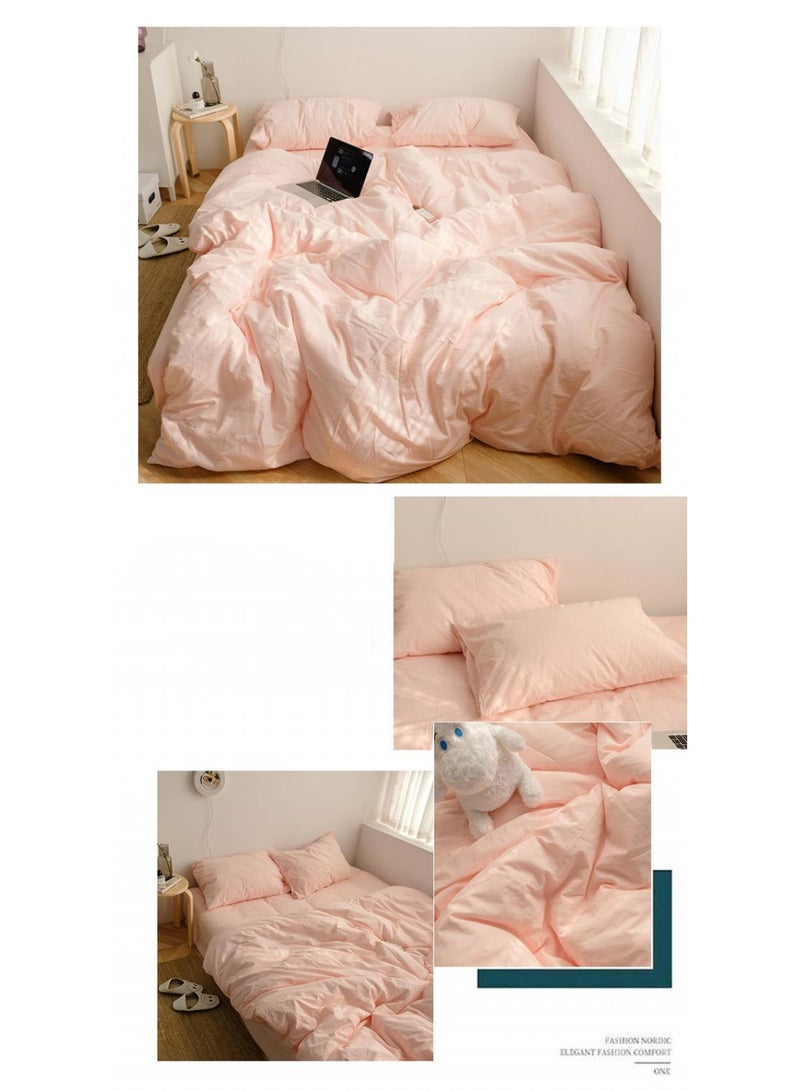 4-Piece Pure Cotton Solid Color Minimalist Style Comfortable Set King Size 220x240cm  - Image 2