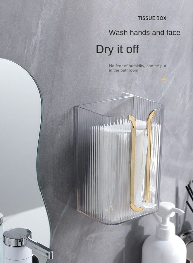 Luxury Wall-Mounted Tissue Box U-Shaped Transparent White Towel and Mask Storage