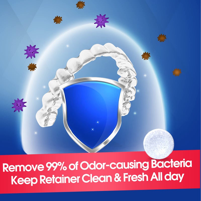 YKL Retainer & Denture Cleaner Tablets - 1 Months Supply (36 pcs) Dental Retainers for Aligner - Mouth & Night Guards - False Teeth Whitening - Removes Odor & Plaque - Image 5