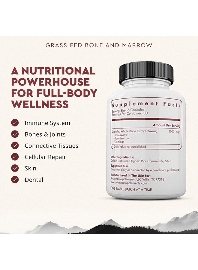 انسيسترال سابليمينتس مكمل غذائي من عظام ونخاع البقر المُغذّى على العشب من Ancestral Supplements، 3000 ملغ، مُكمّل غذائي لدعم صحة البشرة والفم والمفاصل، يُعزز صحة الجسم بالكامل، مُستخلص عظام كاملة غير مُعدّل وراثيًا، 180 كبسولة - Image 3