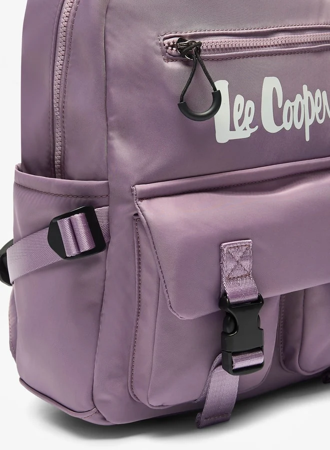 لي كوبر Women Logo Print Backpack with Adjustable Straps and Zip Closure - 29x13x41 cm