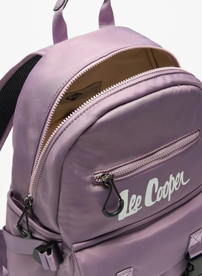 لي كوبر Women Logo Print Backpack with Adjustable Straps and Zip Closure - 29x13x41 cm
