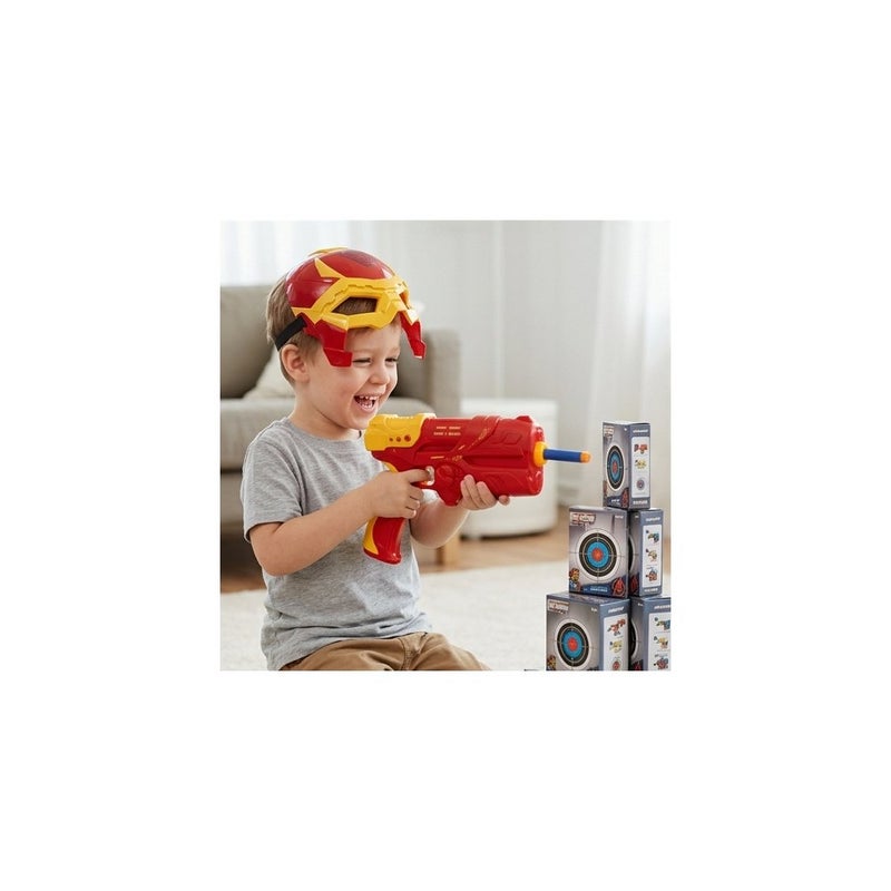 MARVEL Adventure Play | Avengers Super Power Hero Toy Set for Boys, with Iron Man Figure, Mask, Blaster and Foam Darts, Red and Yellow - Image 3
