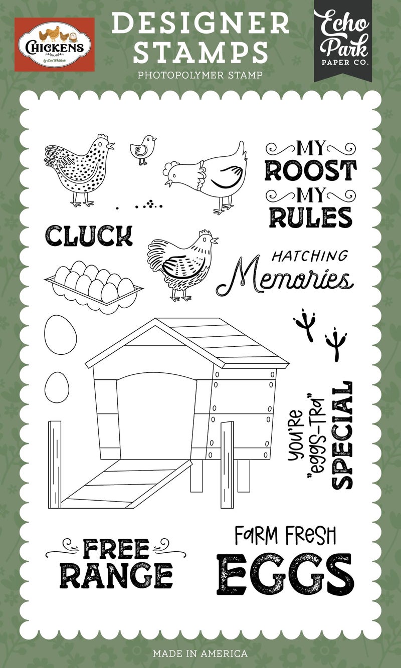 Echo Park Paper Chickens My Roost Stamp Set Various