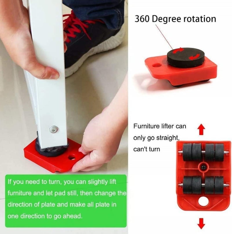 FEXMY FEXMY Portable Heavy Duty Furniture Lifter with 4 Sliders for Easy and Safe MovingFurniture Sliders Suitable for Washing Machines Sofas and Wardrobes Mini Swivel Lifter  - Image 3