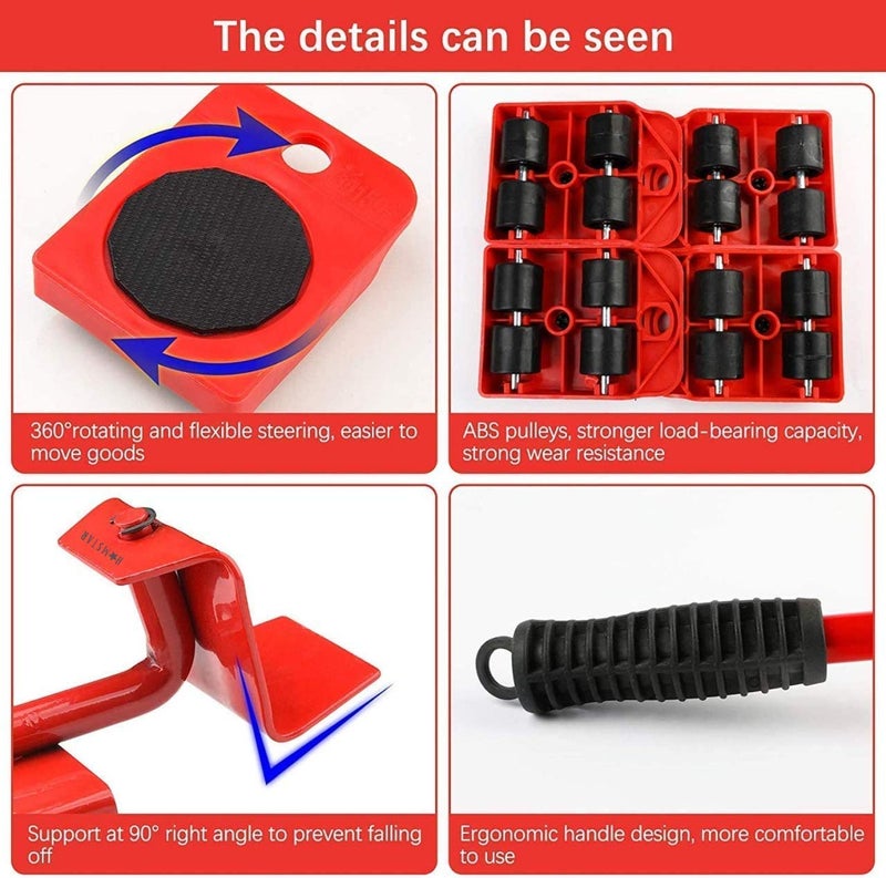 FEXMY FEXMY Portable Heavy Duty Furniture Lifter with 4 Sliders for Easy and Safe MovingFurniture Sliders Suitable for Washing Machines Sofas and Wardrobes Mini Swivel Lifter  - Image 5