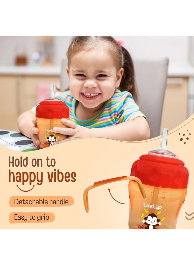 Luvlap Banana Time 150ml Anti Spill, Interchangeable Sipper / Sippy Cup with Soft Silicone Spout and Straw BPA Free, 6m+ (Orange) - Image 5