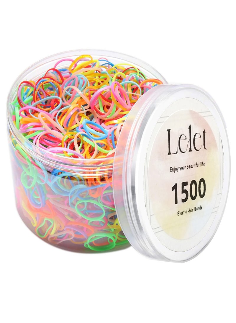 Lelet 1500 Pcs Colorful Mini Elastic Hair Ties – Soft Rubber Bands for Baby Girls & Kids | No Pull Ponytail Holders | Gentle, Durable Polybands - Image 1