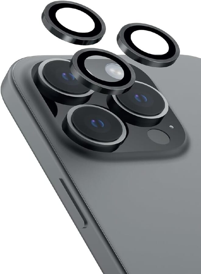 Moxedo Camera Lens Protector Aliminum Alloy with Easy Installation Tool Compatible for iPhone 16 Pro 6.3 inch/iPhone 16 Pro Max 6.9 inch (Black)