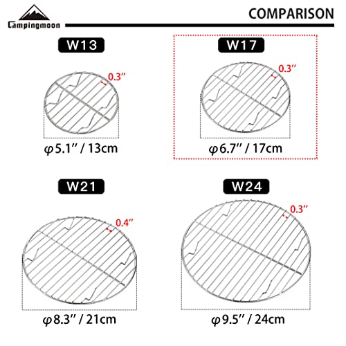 camping moon CAMPINGMOON Round Roasting Baking Steaming Cooling Rack Cooking Grid Grill Stainless Steel Fits for Dutch Oven (Diameter φ6.7inch, W17) - Image 5