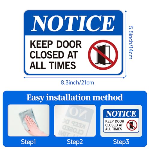 LUHIMO Keep Door Closed Sign，Self-Adhesive Weatherproof and Fade-Resistant Please Keep Door Closed Sign Sticker，Close Door Decals for Home, Office, Buildings, Workplace & More（8.5" x 5.5"） - Image 2
