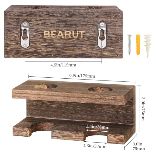 BEARUT 2 Pack Baseball Bat Holder and Ball Display Floating Shelf Wall Mount Baseball Bat Rack Shelf Organized By Wood - Image 5