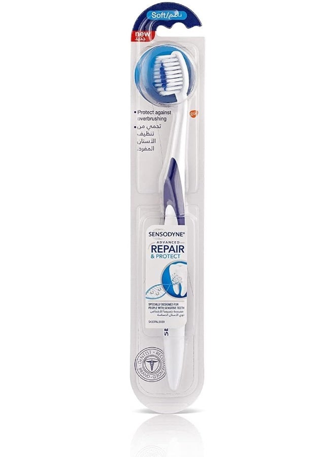 Sensodyne Toothbrush For Sensitive Teeth, Advanced Repair & Protect Brush With Soft Bristles, Multi-Colour
