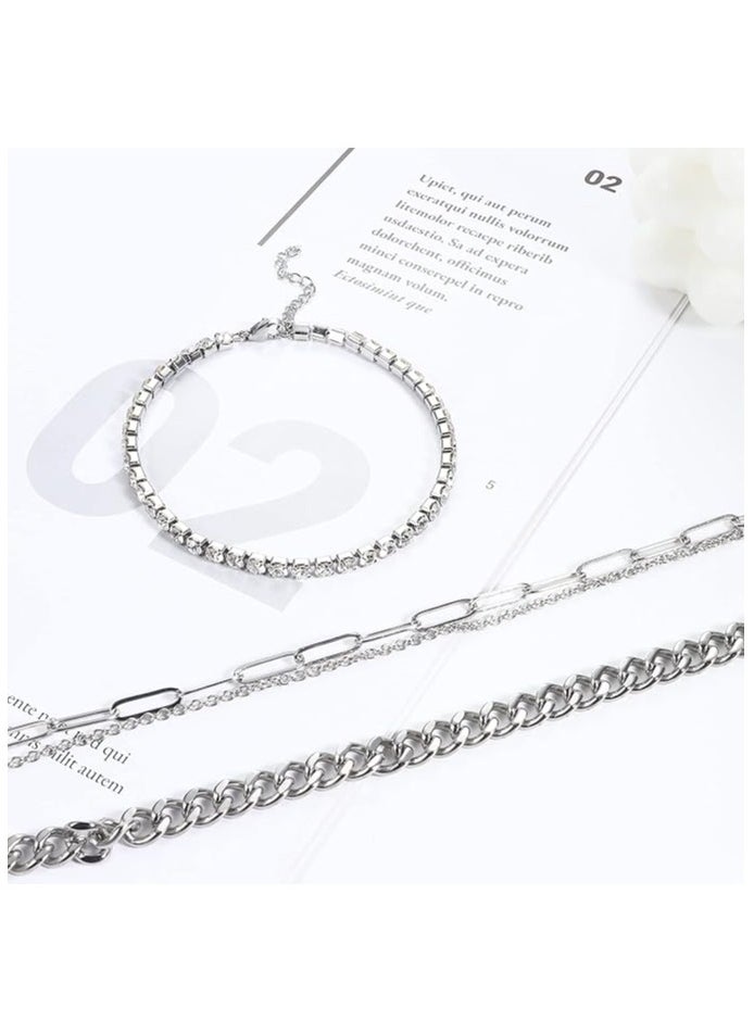 ILovhaprty 5pcs Silver Ankle Chain Fashionable Set, Exquisite, Dating, Gift giving, and Versatile Temperament for Girls  - Image 5