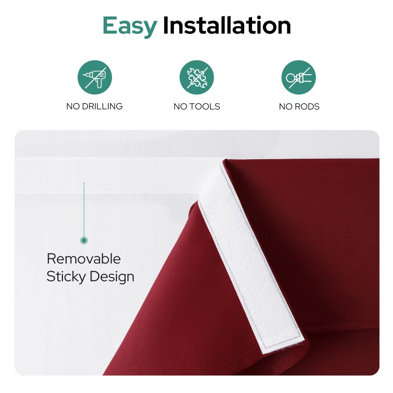 هوم أيدياز Homideas Burgundy Blackout Door Strtains Red Privacy French Door Surtains 26 × 68 بوصة الستائر المظلمة للباب الزجاجي المعزول مع عزل الستائر نافذة على غرفة نوم 1 لوحة - Image 2