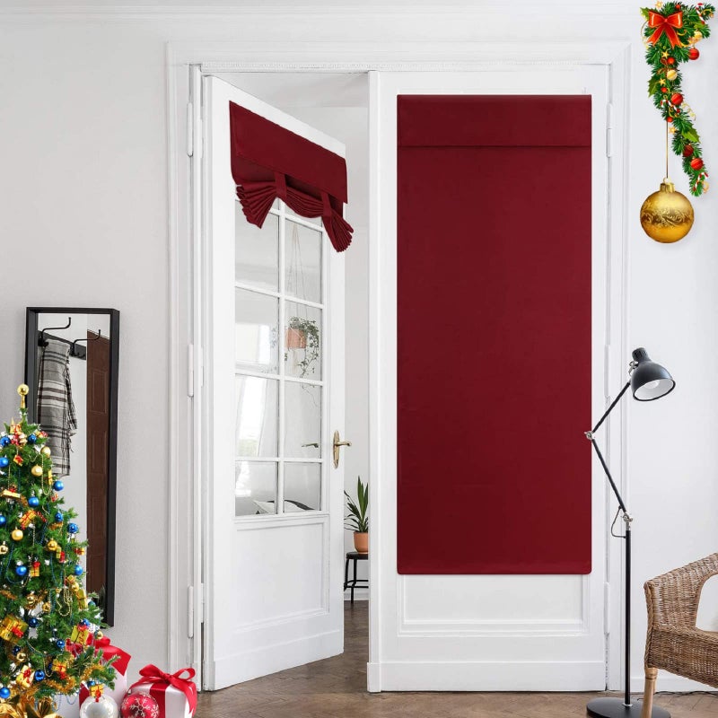 هوم أيدياز Homideas Burgundy Blackout Door Strtains Red Privacy French Door Surtains 26 × 68 بوصة الستائر المظلمة للباب الزجاجي المعزول مع عزل الستائر نافذة على غرفة نوم 1 لوحة - Image 1