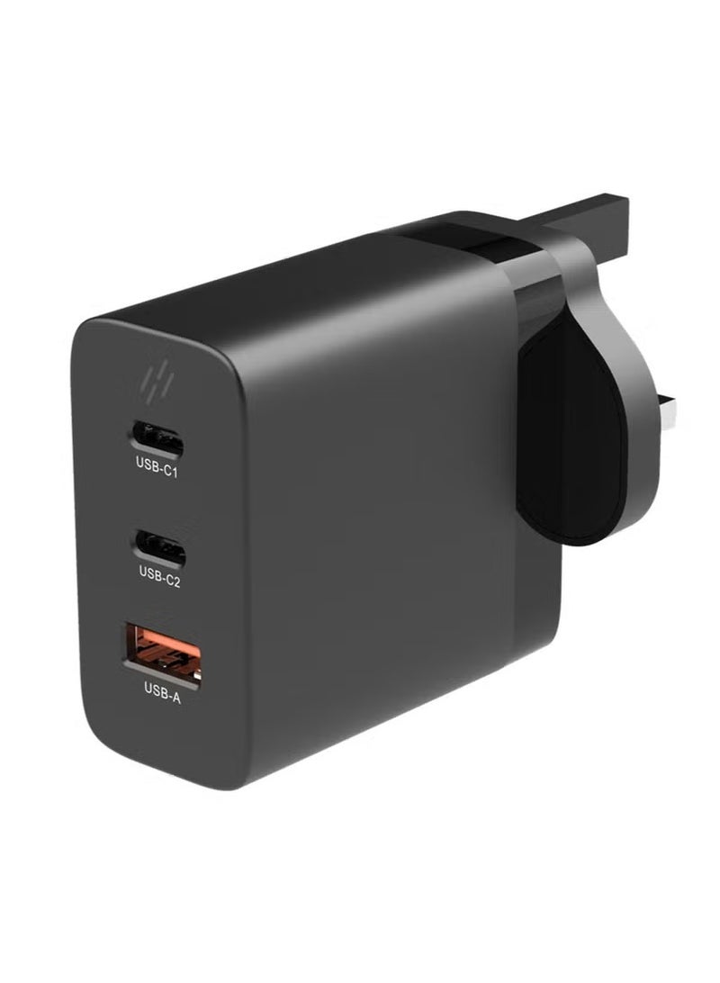 HEATZ Power Adapter, 65W Fast Charging, 2 USB-C Ports, 1 USB-A Port, 100W Type-C To Type-C Cable, Compatible For iphone, ipad, Macbook, Smartphones - Image 1