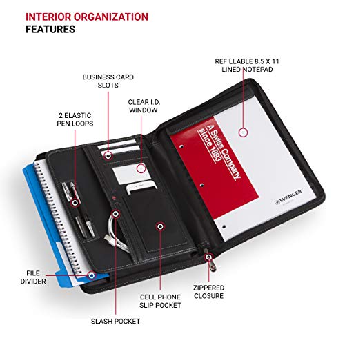 Wenger Concept Zippered Padfolio Envelope Card Holder, Black - Image 2