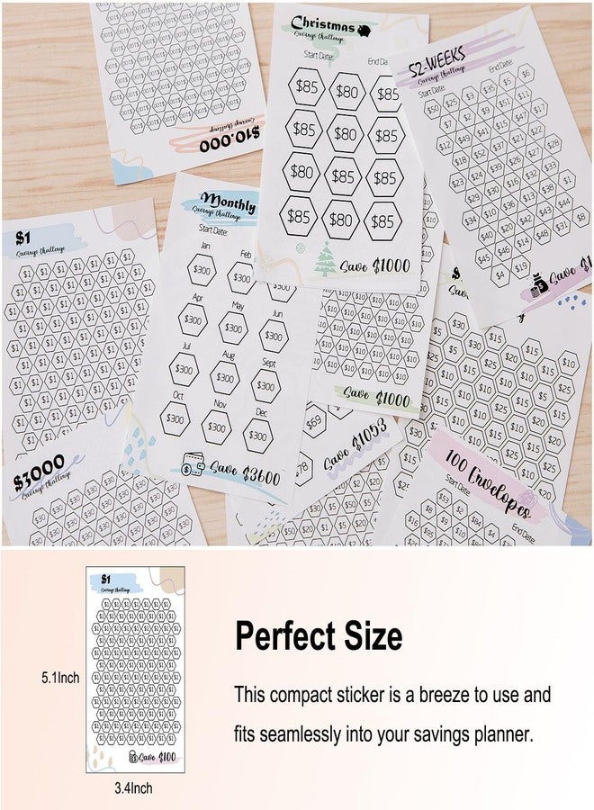 MANWU Money Jar tin Tracker Sticker,Multiple Savings Challenges Tracking Label Decal for Piggy Bank Box, Budget Planner Sticker for Planners, Bullet Journals (Sticker only), Small - Image 2