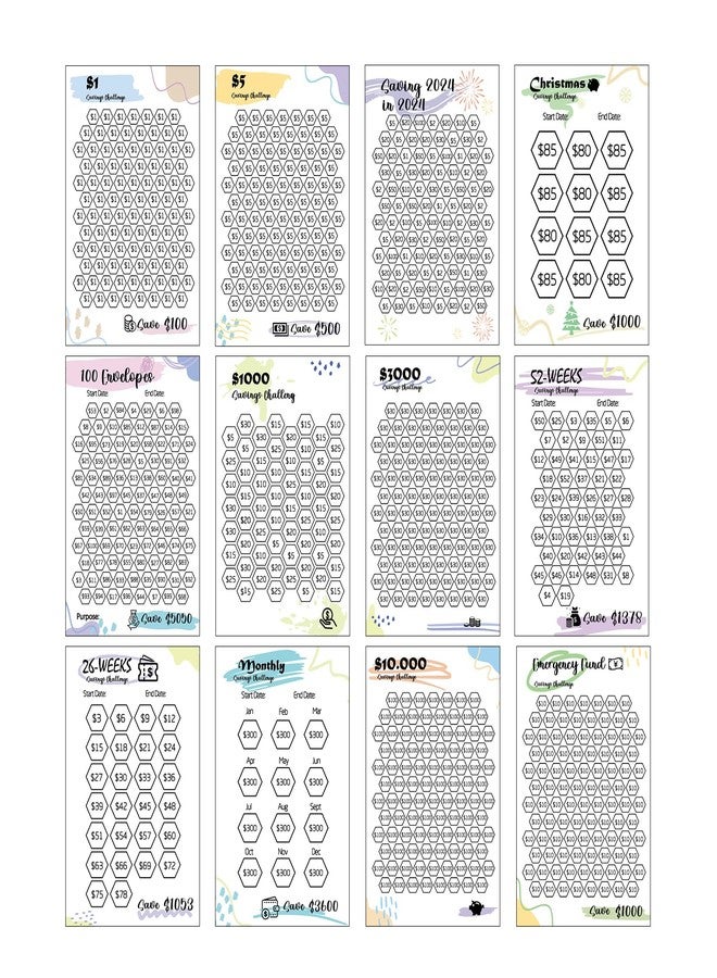 MANWU Money Jar tin Tracker Sticker,Multiple Savings Challenges Tracking Label Decal for Piggy Bank Box, Budget Planner Sticker for Planners, Bullet Journals (Sticker only), Small - Image 1