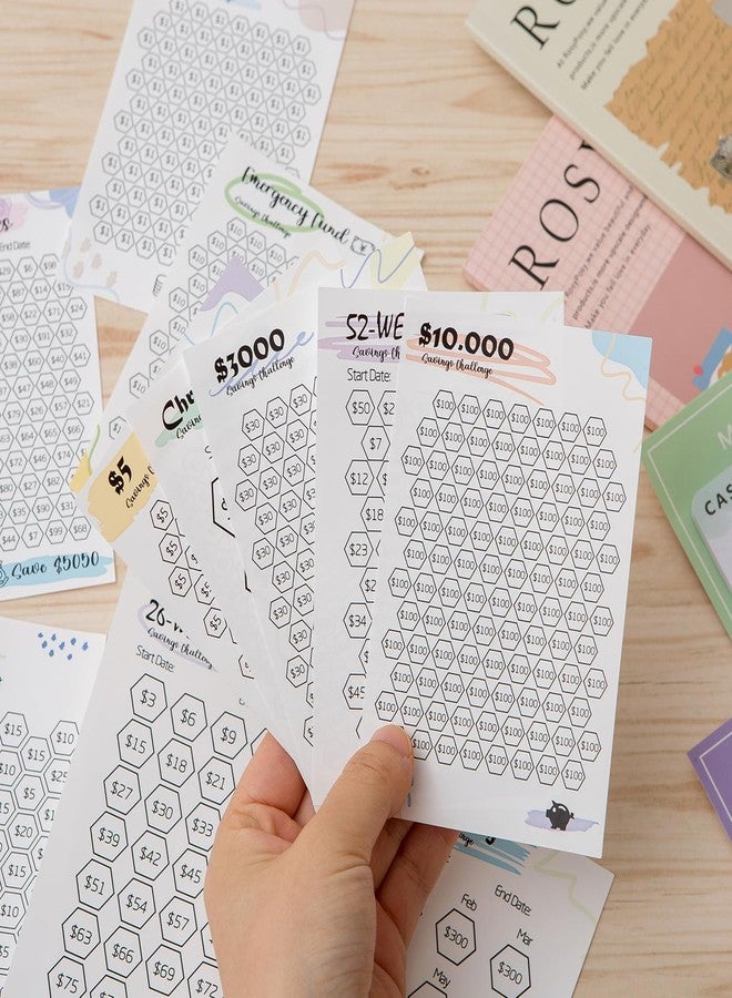 MANWU Money Jar tin Tracker Sticker,Multiple Savings Challenges Tracking Label Decal for Piggy Bank Box, Budget Planner Sticker for Planners, Bullet Journals (Sticker only), Small - Image 3