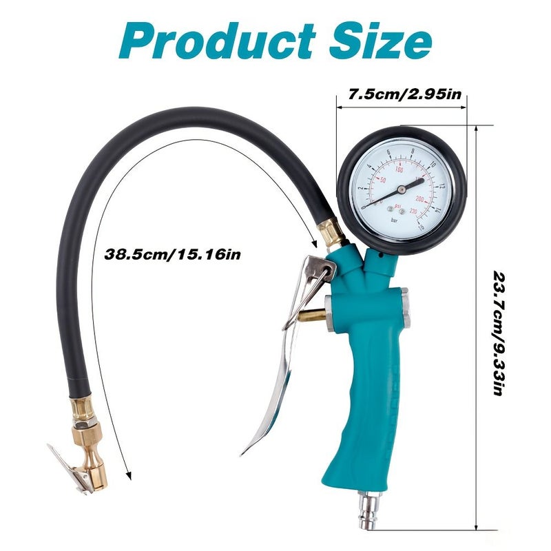 2Pcs Portable Tire Inflator 0 230 PSI With Pressure Gauge For Car Motorcycle Bicycle Truck - Image 2