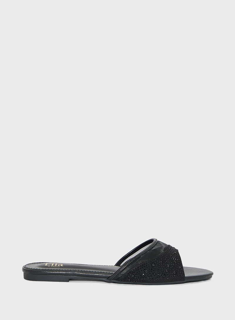 Ella Limited Edition Diamante Mesh Flat Sandal