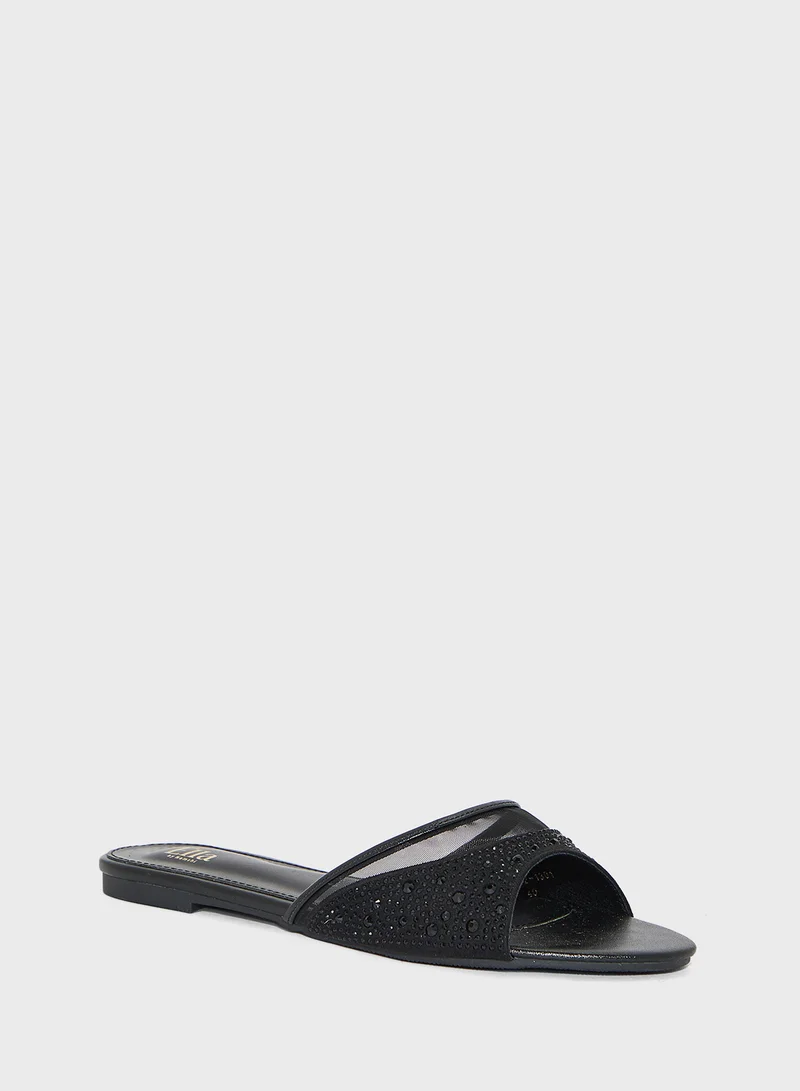 Ella Limited Edition Diamante Mesh Flat Sandal