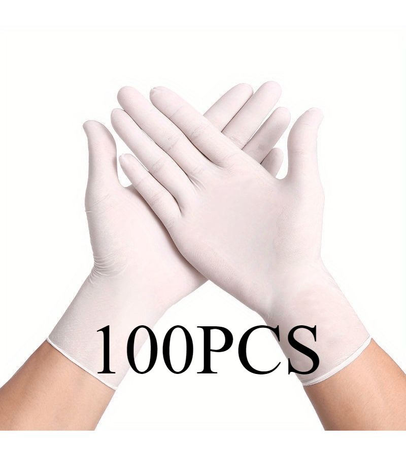 قفازات بيضاء خالية من البودرة عدد 100 قطعة للاستخدام المنزلي وفي رعاية الحيوانات الأليفة - Image 1