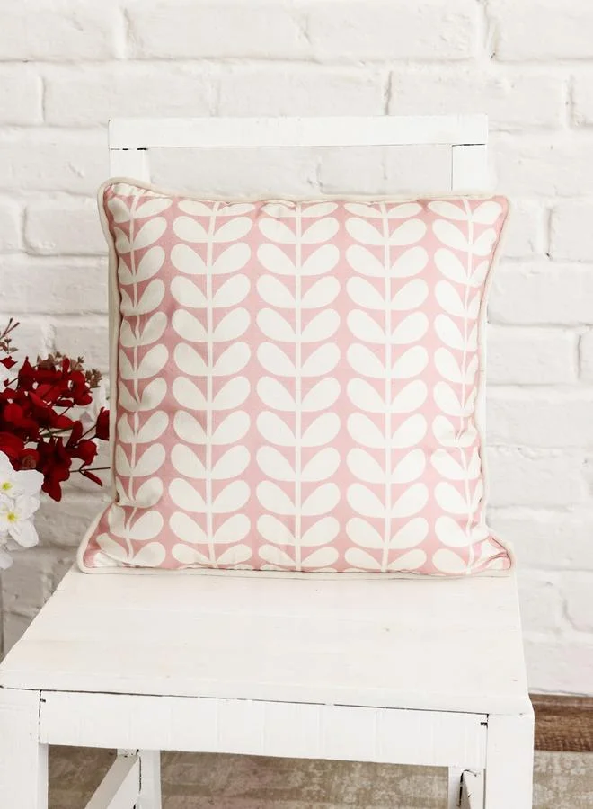 Sanskrutihomes White Printed Velvet Square Cushion Cover, Medium