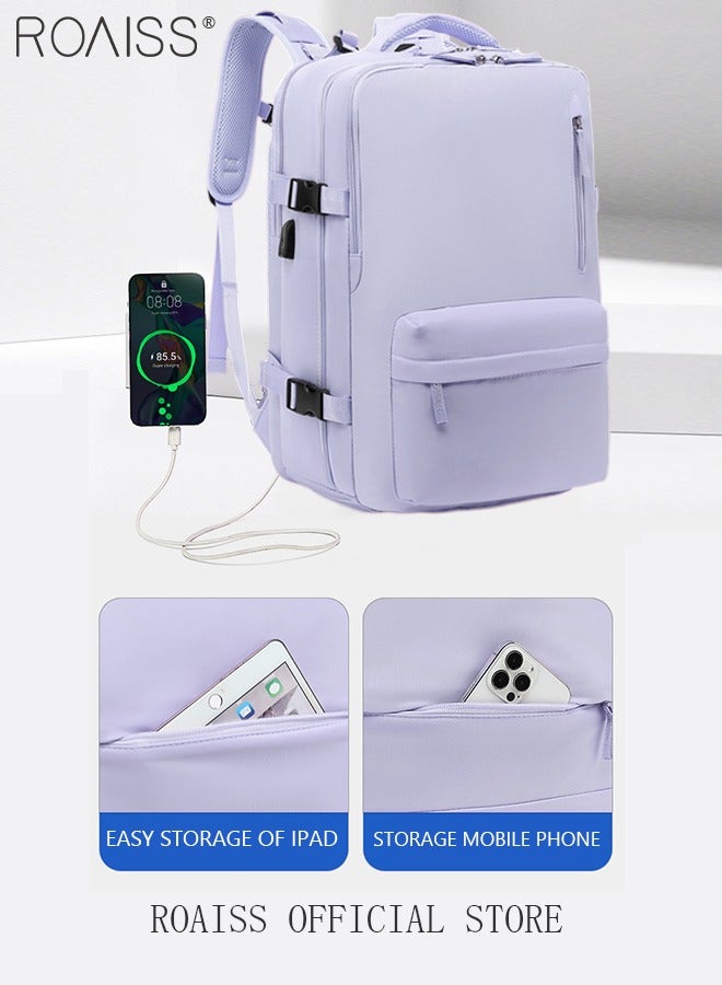 roaiss Womens Backpack with Extra Large Capacity, Multi-functional Dry and Wet Classification, Short-Distance Travel Nylon Waterproof Layered Lightweight Decompression School Bag with Zipper Air Cushion Straps Breathable and Wear-Resistant Purple - Image 4